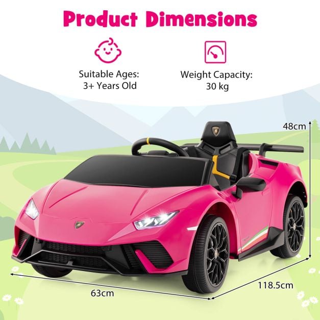 12V Kids Ride on Car Lamborghini with Remote Control and LED Lights-Pink