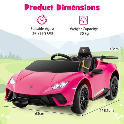 12V Kids Ride on Car Lamborghini with Remote Control and LED Lights-Pink