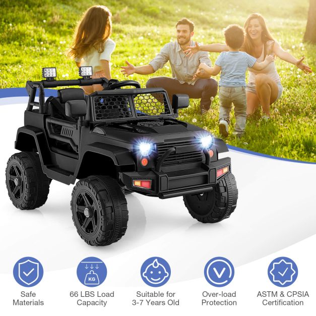 12V Kids Ride on Car with Remote Control and Music-Black