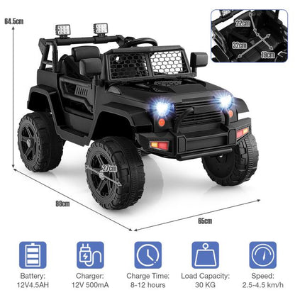 12V Kids Ride on Car with Remote Control and Music-Black