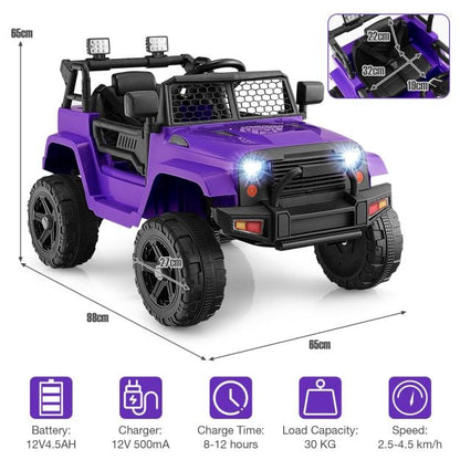 12V Kids Ride on Car with Remote Control and Music-Purple