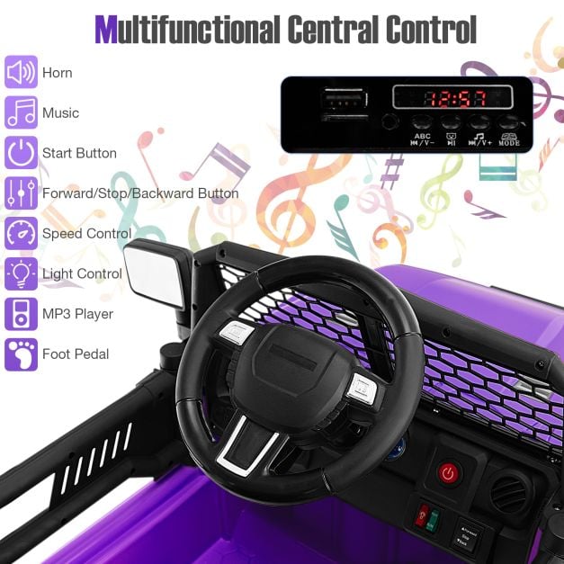 12V Kids Ride on Car with Remote Control and Music-Purple