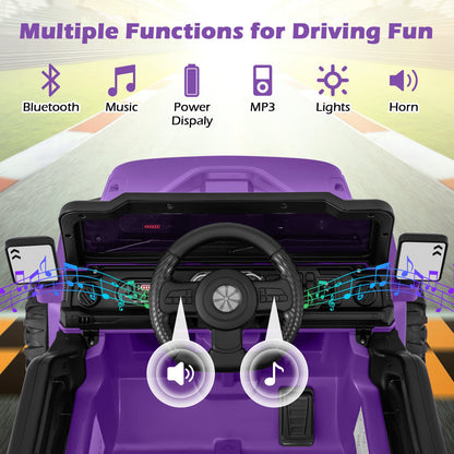 12V Kids Ride on Truck with Remote Control and 3 Speeds-Purple