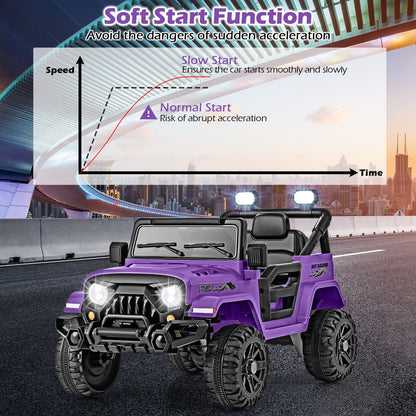 12V Kids Ride on Truck with Remote Control and 3 Speeds-Purple
