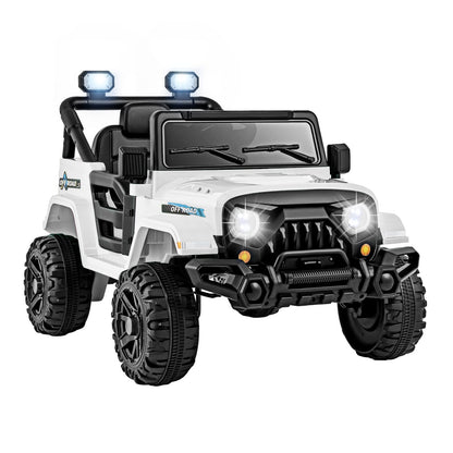 12V Kids Ride on Truck with Remote Control and 3 Speeds-White
