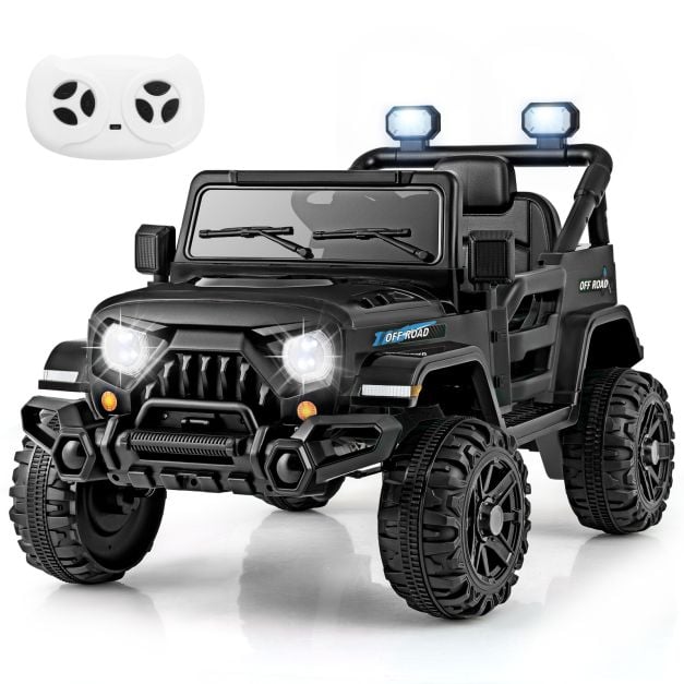 12V Kids Ride on Truck with Remote Control and 3 Speeds-Black
