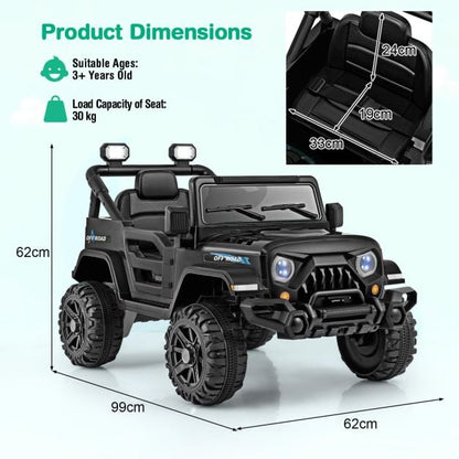 12V Kids Ride on Truck with Remote Control and 3 Speeds-Black