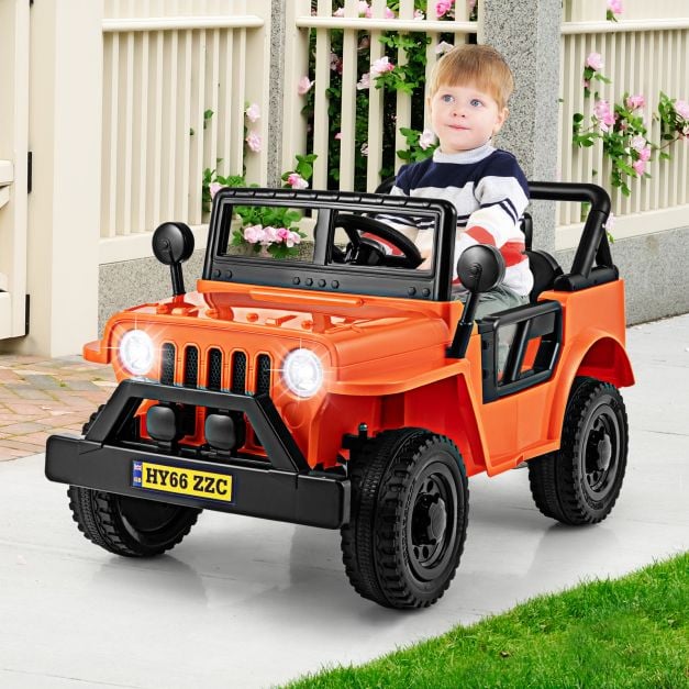 12V Kids Ride on Truck with Remote Control and 3 Speeds for Children-Orange