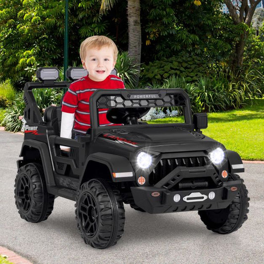 12V Kids Ride on Truck with Remote Control and Wireless Connection-Black