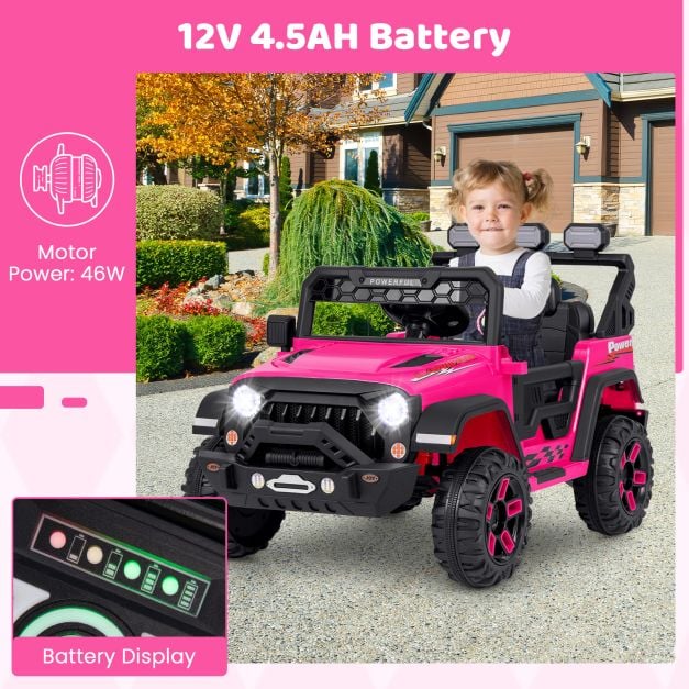 12V Kids Ride on Truck with Remote Control and Wireless Connection-Pink