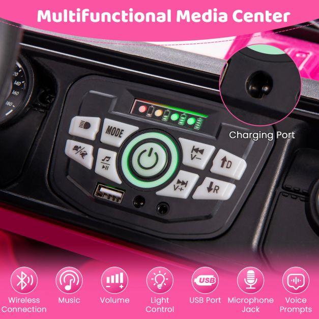 12V Kids Ride on Truck with Remote Control and Wireless Connection-Pink