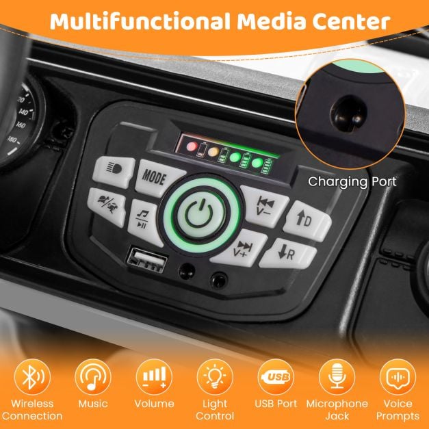 12V Kids Ride on Truck with Remote Control and Wireless Connection-White