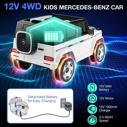 12V Licensed Mercedes-Benz EQG Kids Ride On Car-White