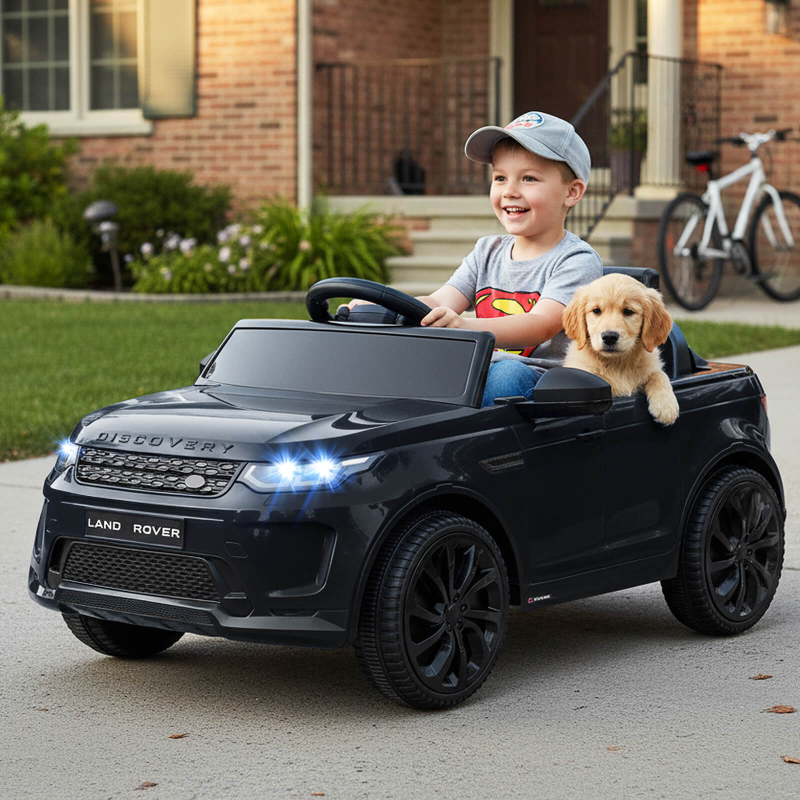 12V Ride on Car with Remote Control and Music Licensed Land Rover-Black