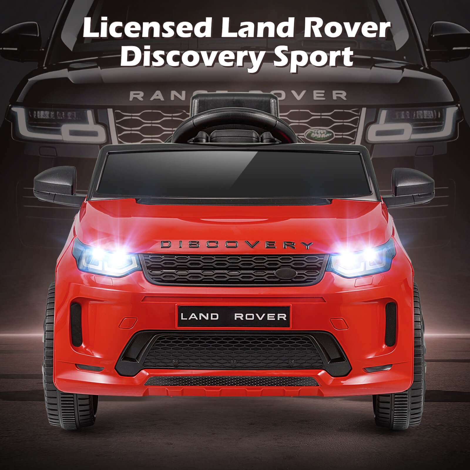 12V Ride on Car with Remote Control and Music Licensed Land Rover-Red