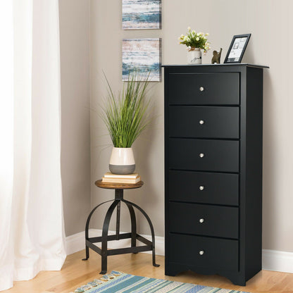 6 Drawer Chest with Mental Knobs for Living Room-Black