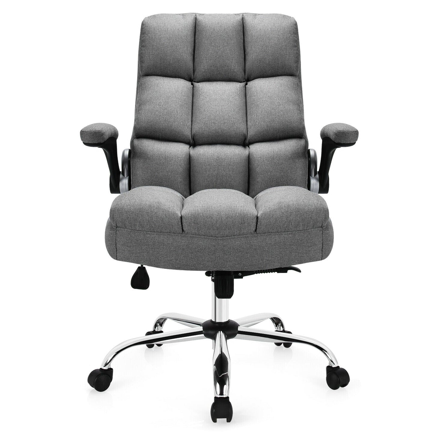 Linen Upholstered Executive Chair with Ergonomic High Back for Home Office-Grey