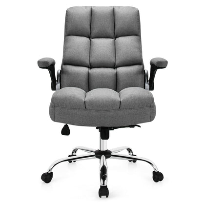 Linen Upholstered Executive Chair with Ergonomic High Back for Home Office-Grey