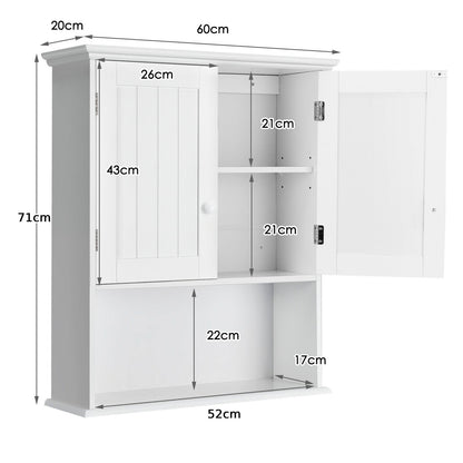 Wall Mounted Bathroom Storage Cabinet with Adjustable Shelf-White