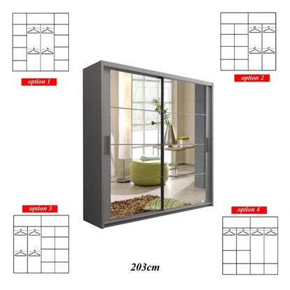 Deltum Sliding Door Wardrobe - Grey, White, Black - 150cm and 203cm