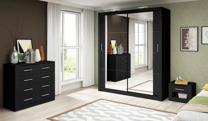 Tegan 2 Door Sliding Wardrobe 181cm - White, Grey, Black or Oak