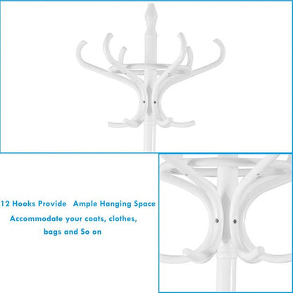 Free-standing Jacket Stand with Umbrella for Living Room-White