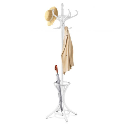 Free-standing Jacket Stand with Umbrella for Living Room-White