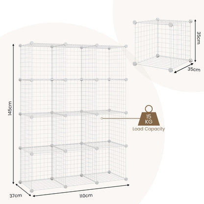 12 Wire Cube Storage Unit-White