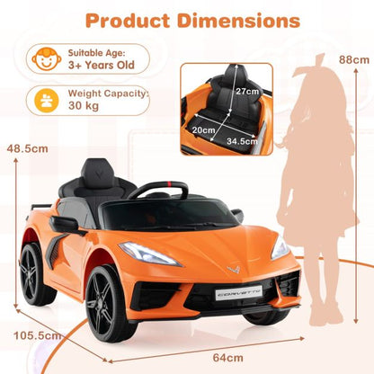 12V Electric Kids Ride On Car with Remote Control and Lights-Orange