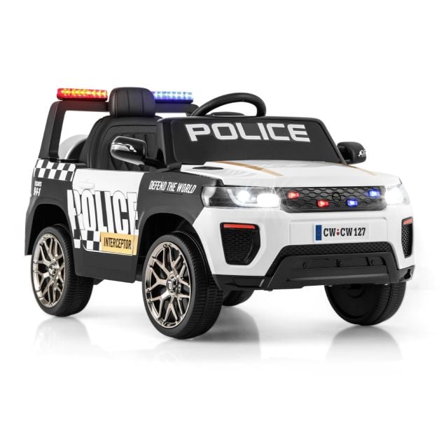 Kid Ride on Police Car with Remote Control for Children-White