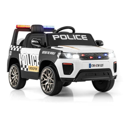 Kid Ride on Police Car with Remote Control for Children-White