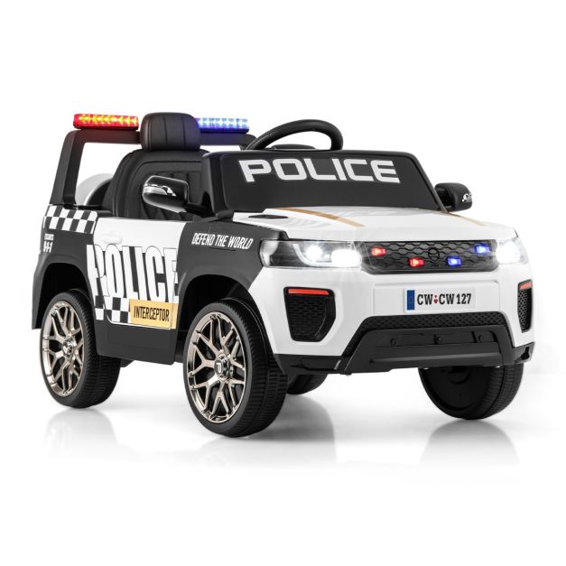 Kid Ride on Police Car with Remote Control for Children-White