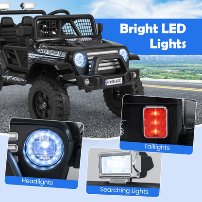 12V Kids Ride on Truck Car with Remote Control and LED Lights-Black