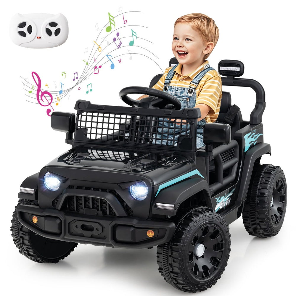 12V Kids Ride on Truck Car with Remote Control for Kid Over 3 Years Old-Black