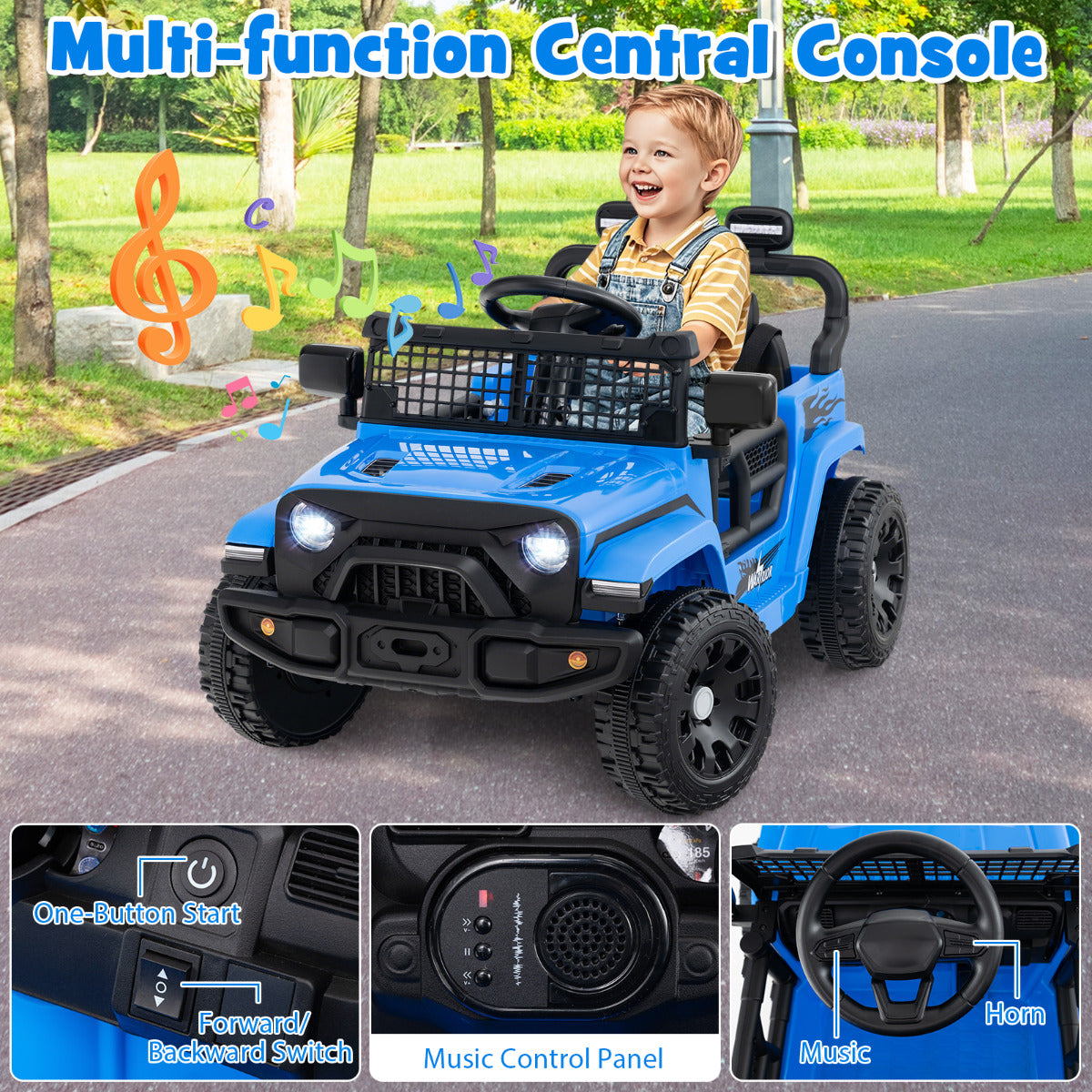 12V Kids Ride on Truck Car with Remote Control for Kid Over 3 Years Old-Navy