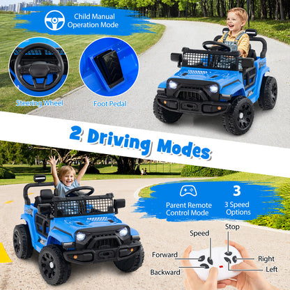 12V Kids Ride on Truck Car with Remote Control for Kid Over 3 Years Old-Navy