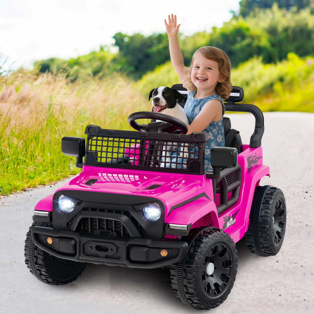 12V Kids Ride on Truck Car with Remote Control for Kid Over 3 Years Old-Pink