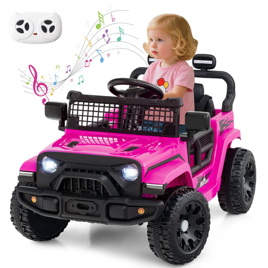 12V Kids Ride on Truck Car with Remote Control for Kid Over 3 Years Old-Pink