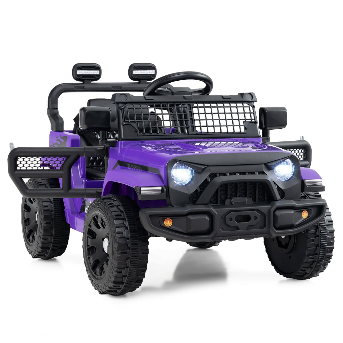 12V Kids Ride on Truck Car with Remote Control for Kid Over 3 Years Old-Purple