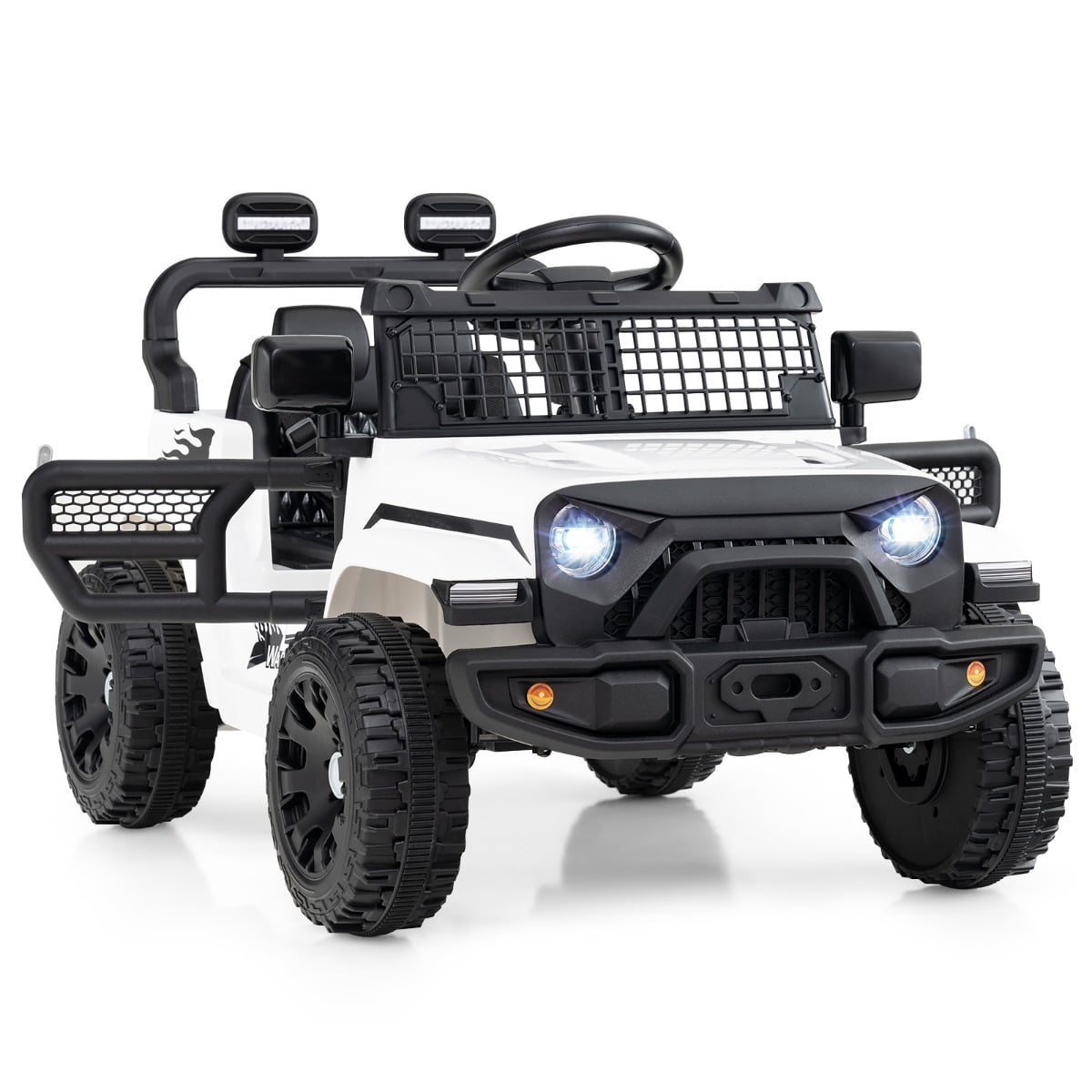 12V Kids Ride on Truck Car with Remote Control for Kid Over 3 Years Old-White