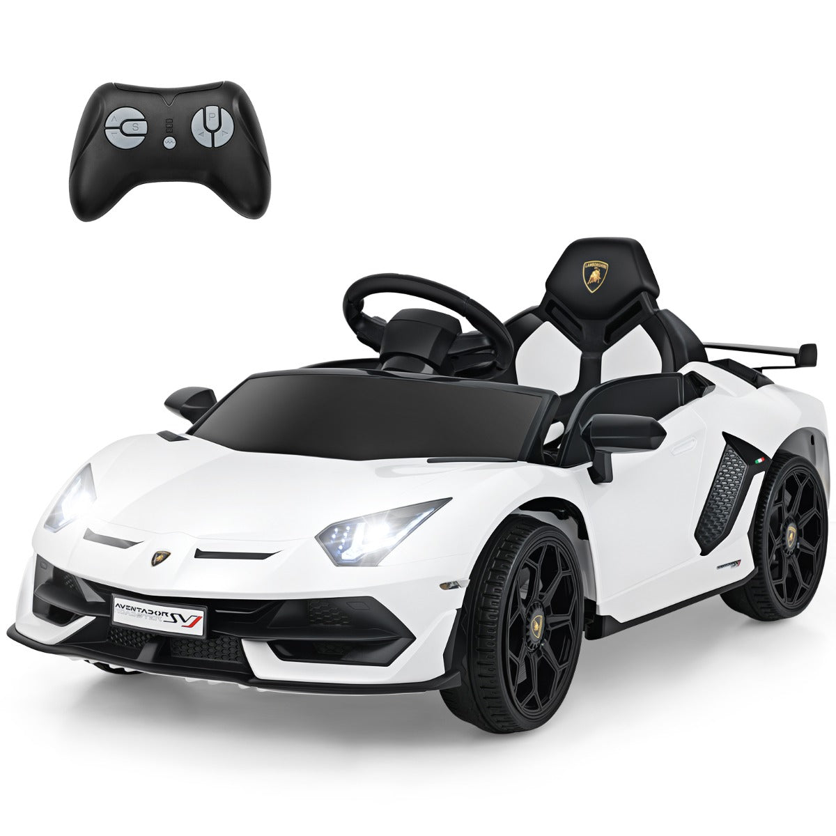 12V Licensed Lamborghini Kids Ride on Car with Remote Control-White