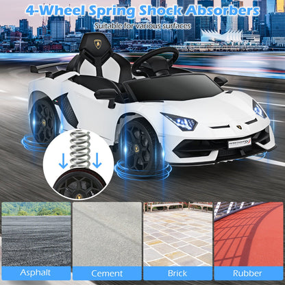 12V Licensed Lamborghini Kids Ride on Car with Remote Control-White