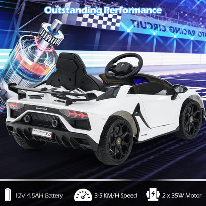 12V Licensed Lamborghini Kids Ride on Car with Remote Control-White