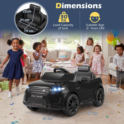 12V Ride on Car with Remote Control and Music Licensed Land Rover-Black
