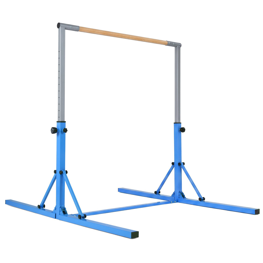 13-Level Adjustable Heights Foldable Gymnastics Bar for Kids-Blue