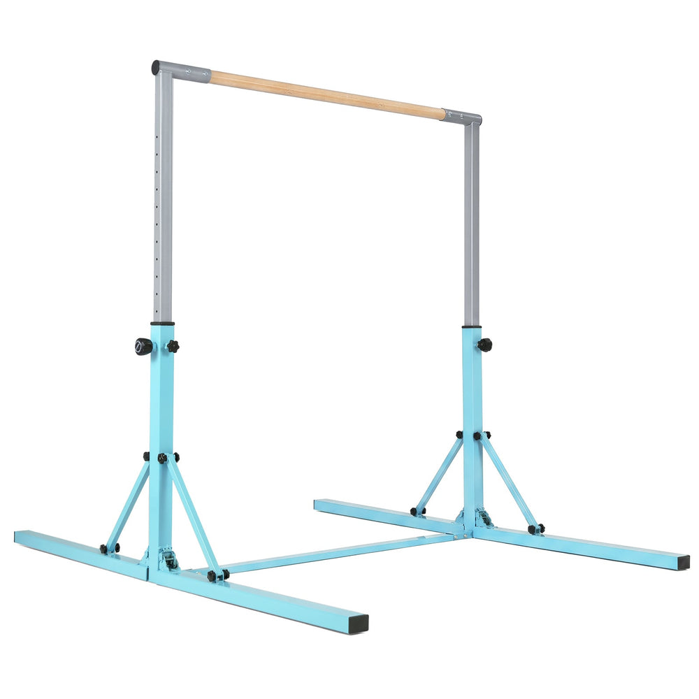 13-Level Adjustable Heights Foldable Gymnastics Bar for Kids-Green