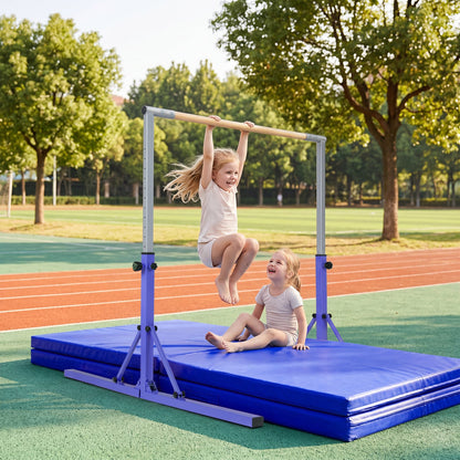 13-Level Adjustable Heights Foldable Gymnastics Bar for Kids-Purple