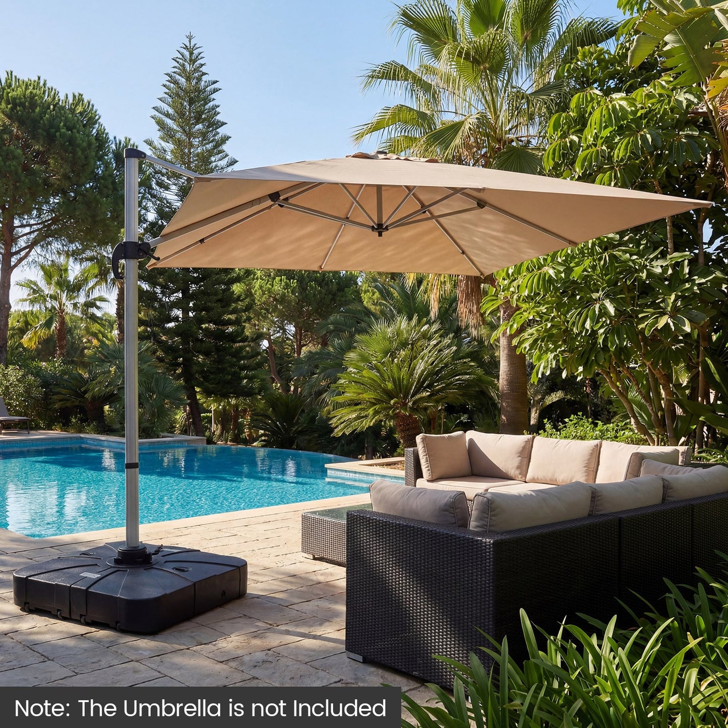 130 kg/170 kg Outdoor Cantilever Umbrella Base with Wheels Heavy-Duty Offset Patio Umbrella Stand-M
