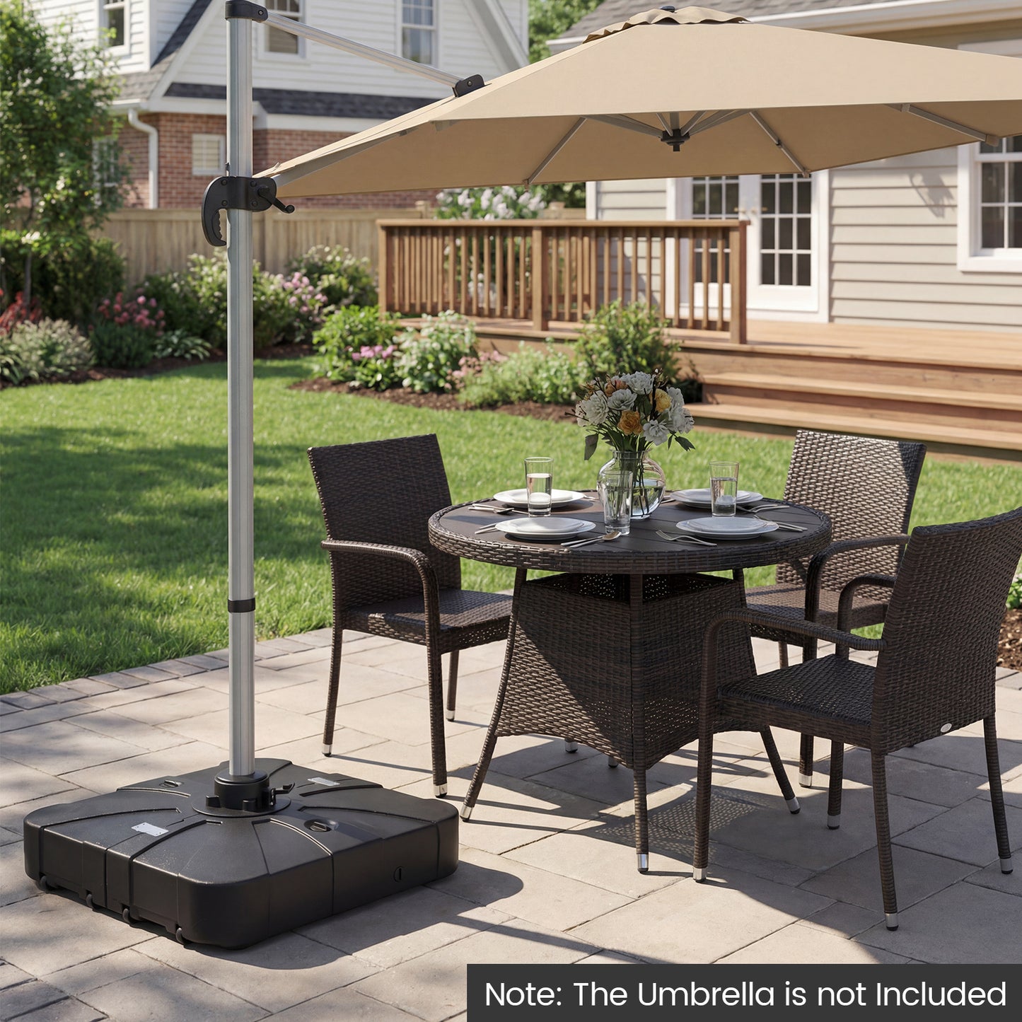 130 kg/170 kg Outdoor Cantilever Umbrella Base with Wheels Heavy-Duty Offset Patio Umbrella Stand-S