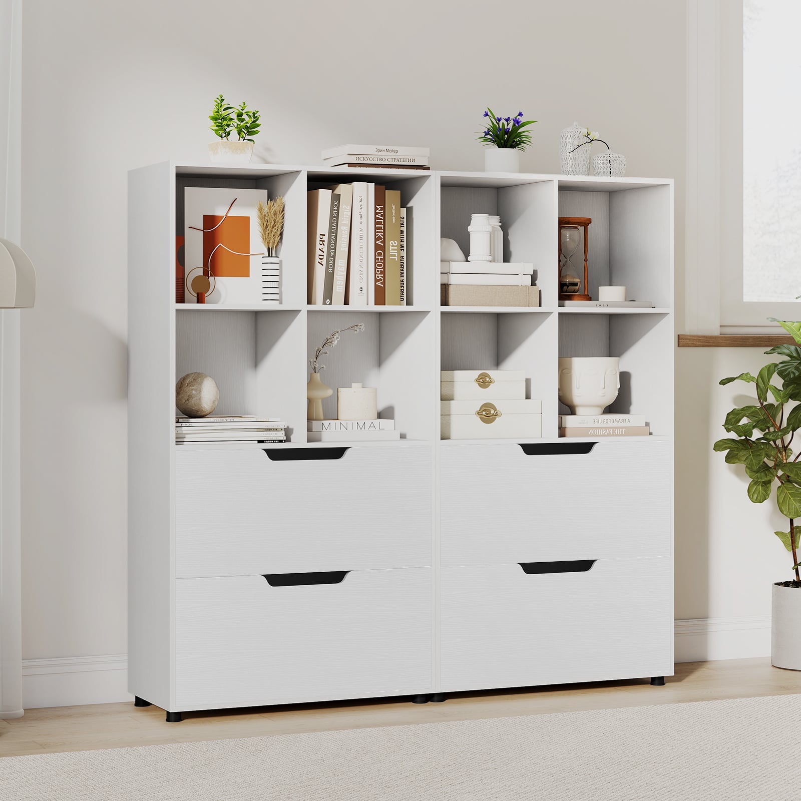 130CM 5-Tier Tall Freestanding Bookshelf for Living Room-White